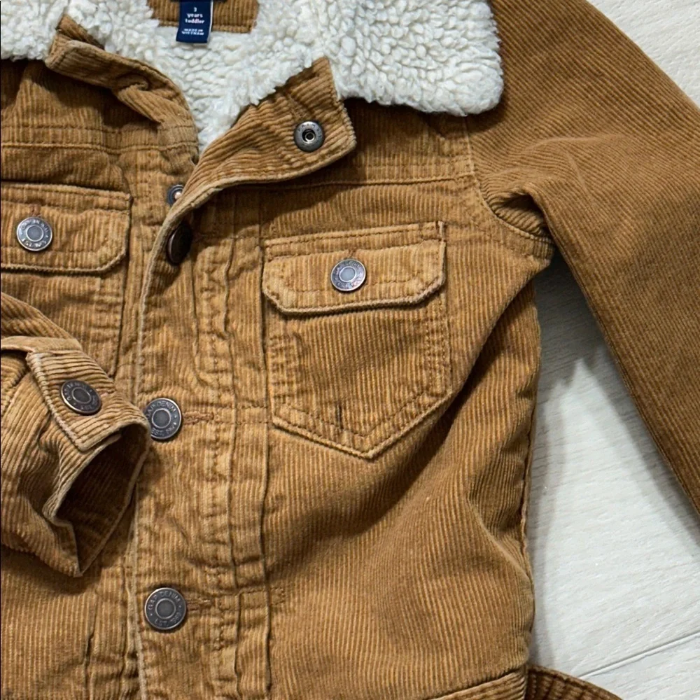 GAP Kids Tan Corduroy Jacket with Sherpa Collar